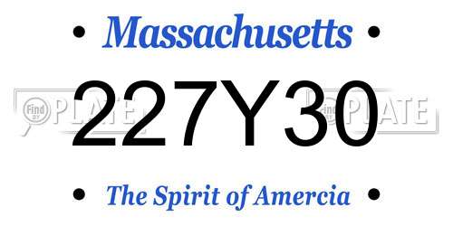 227Y30 Massachusetts License Plate