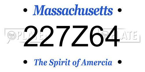 227Z64 Massachusetts License Plate