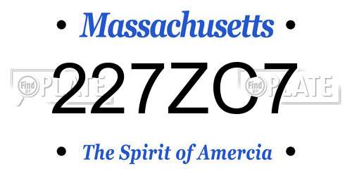 227ZC7 Massachusetts License Plate