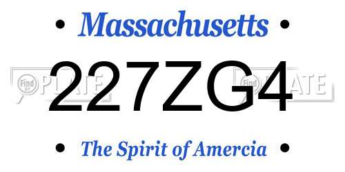 227ZG4 Massachusetts License Plate