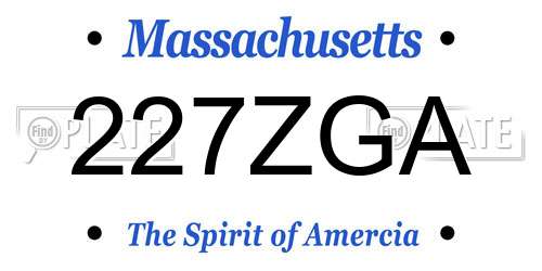 227ZGA Massachusetts License Plate