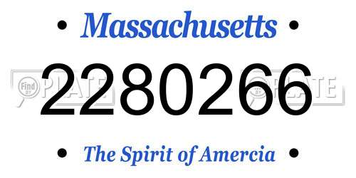 2280266 Massachusetts License Plate