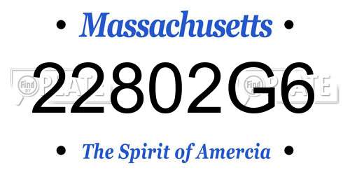 22802G6 Massachusetts License Plate