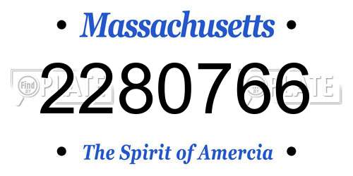 2280766 Massachusetts License Plate