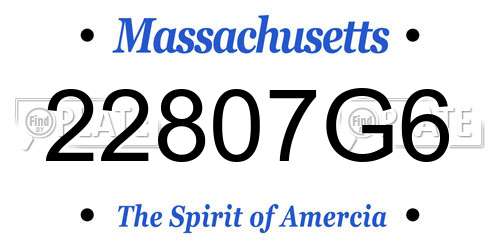 22807G6 Massachusetts License Plate