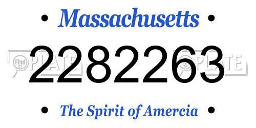 2282263 Massachusetts License Plate