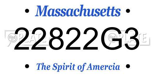 22822G3 Massachusetts License Plate