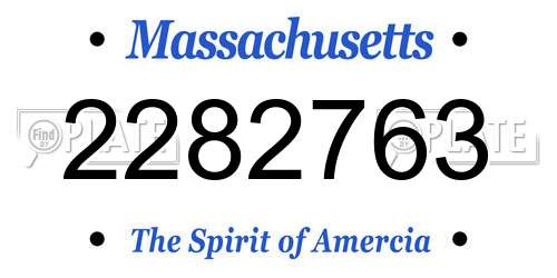 2282763 Massachusetts License Plate