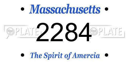 2284 Massachusetts License Plate