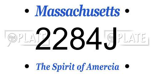 2284J Massachusetts License Plate