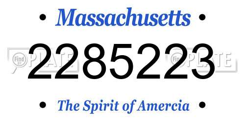 2285223 Massachusetts License Plate