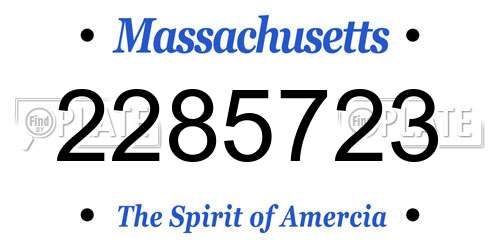 2285723 Massachusetts License Plate