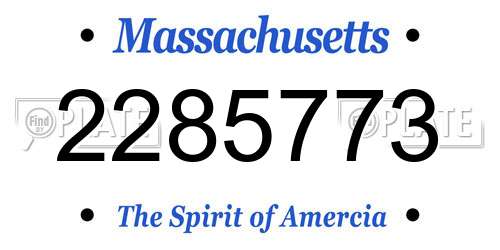 2285773 Massachusetts License Plate