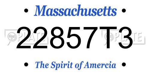 22857T3 Massachusetts License Plate