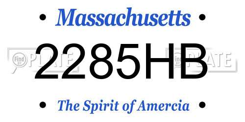 2285HB Massachusetts License Plate
