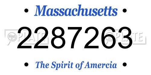 2287263 Massachusetts License Plate