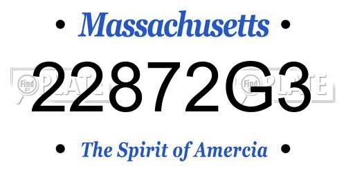 22872G3 Massachusetts License Plate