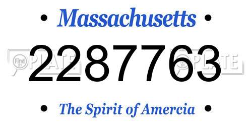 2287763 Massachusetts License Plate