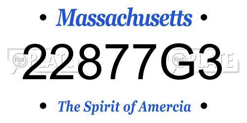 22877G3 Massachusetts License Plate
