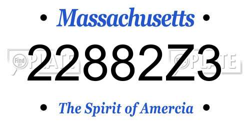 22882Z3 Massachusetts License Plate
