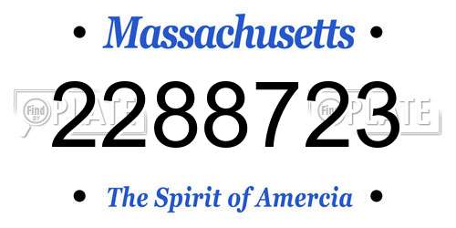 2288723 Massachusetts License Plate
