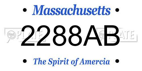 2288AB Massachusetts License Plate