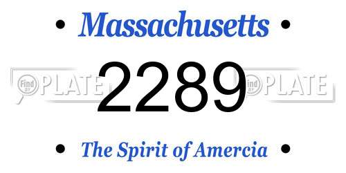 2289 Massachusetts License Plate