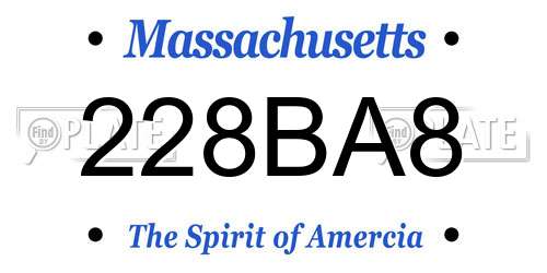 228BA8 Massachusetts License Plate