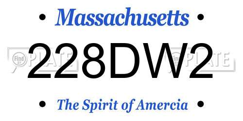 228DW2 Massachusetts License Plate