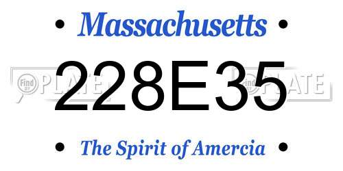 228E35 Massachusetts License Plate