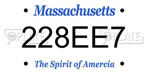 228EE7 Massachusetts License Plate