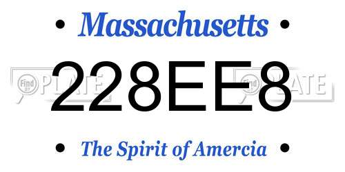 228EE8 Massachusetts License Plate