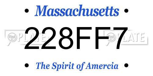 228FF7 Massachusetts License Plate