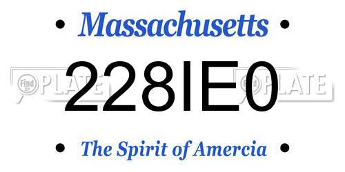 228IE0 Massachusetts License Plate