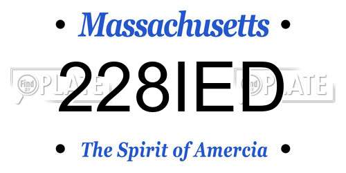 228IED Massachusetts License Plate