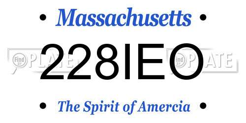 228IEO Massachusetts License Plate