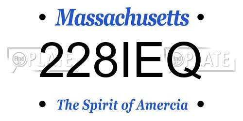 228IEQ Massachusetts License Plate