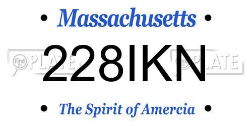 228IKN Massachusetts License Plate