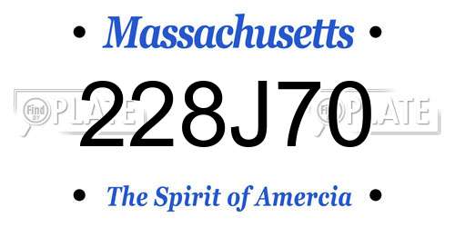 228J70 Massachusetts License Plate