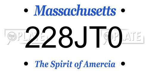 228JT0 Massachusetts License Plate