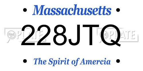 228JTQ Massachusetts License Plate