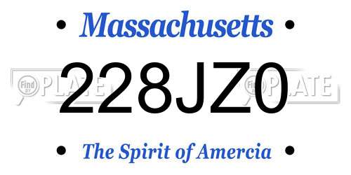 228JZ0 Massachusetts License Plate