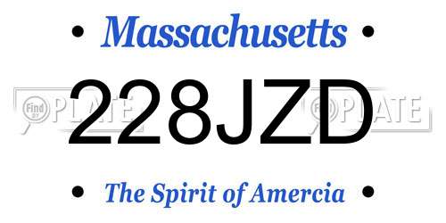 228JZD Massachusetts License Plate