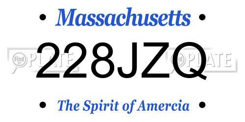 228JZQ Massachusetts License Plate