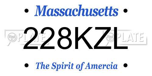 228KZL Massachusetts License Plate