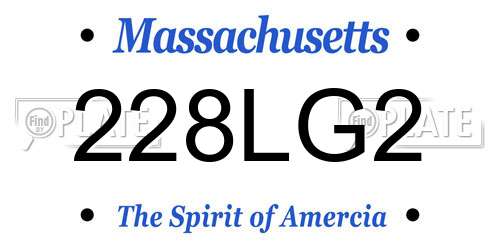 228LG2 Massachusetts License Plate