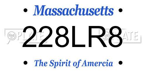 228LR8 Massachusetts License Plate