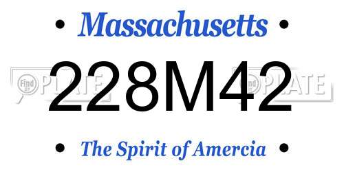 228M42 Massachusetts License Plate