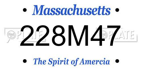 228M47 Massachusetts License Plate