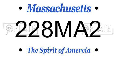 228MA2 Massachusetts License Plate